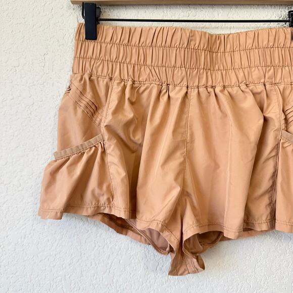 FREE PEOPLE MOVEMENT Get Your Flirt On Shorts Tan High Rise Training - Picture 3 of 9